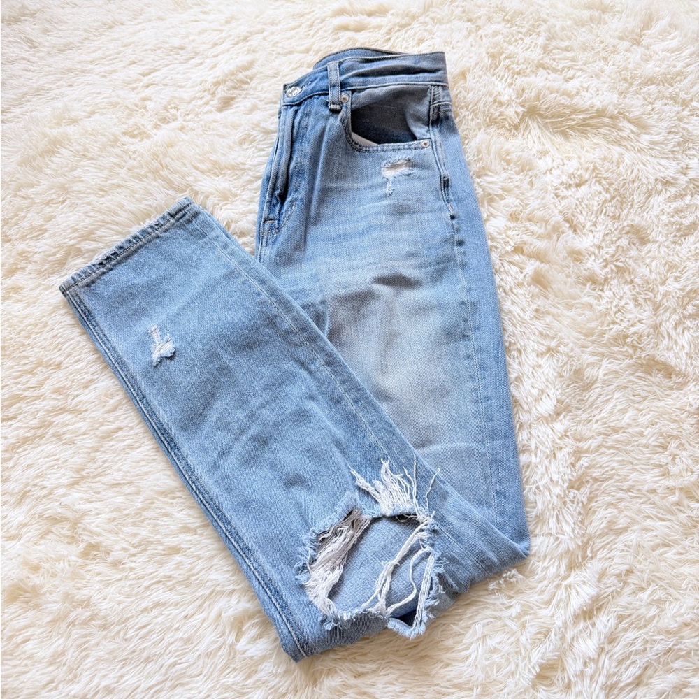 Tall American Eagle Outfitters Light Blue Straight Leg Jeans